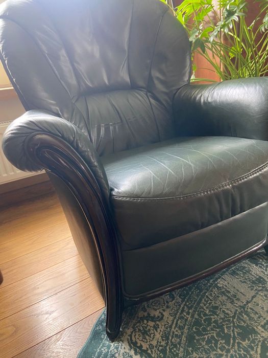 Zestaw wypoczynkowy skórzany, fotele plus sofa