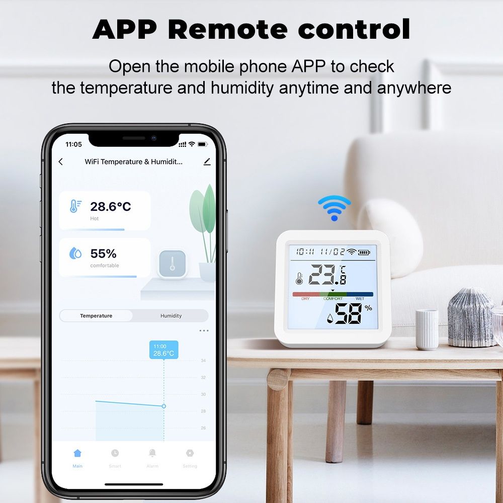 Розумний датчик температури,вологості. WiFi , tuya smart life, alexa