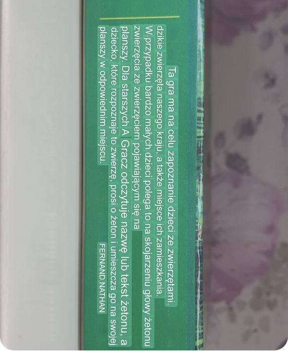 Gra edukacyjna zwierzęta, ekologia Nathan vintage 1977