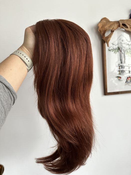 Kasztanowa brazowa peruka wlosy naturalne ludzkie