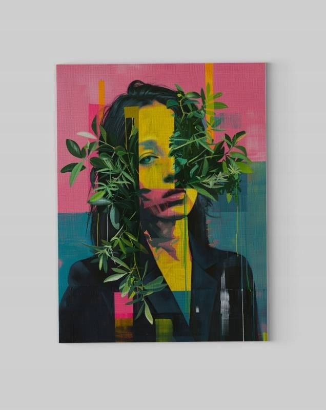 Obraz na płótnie "Kobieta w roślinności - Abstrakcja 45x60 cm"