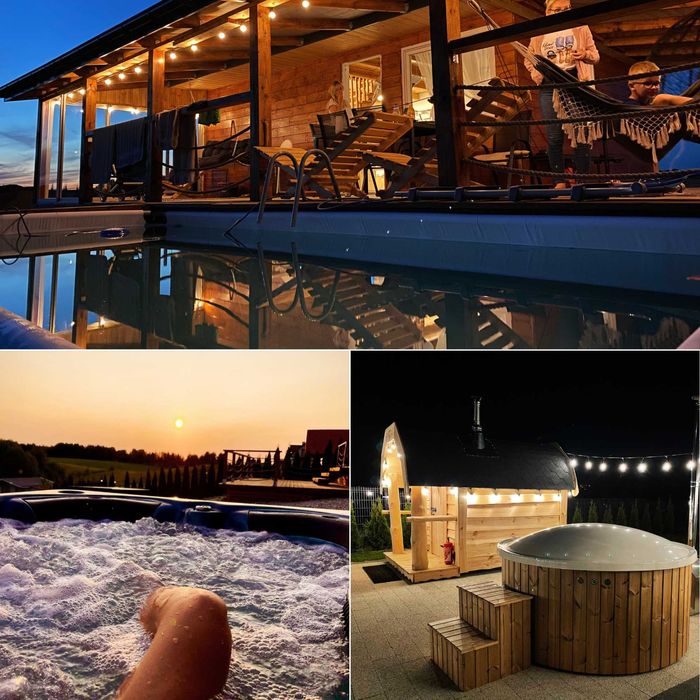 Domek z basenem – Mazury | Jacuzzi, sauna, jezioro – noclegi Sylwester