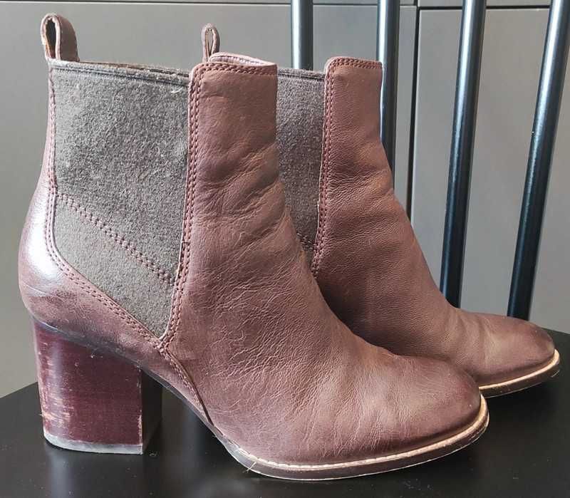 Botki Clarks Othea Ruby 37,5 ciemne brązowe skórzane guma