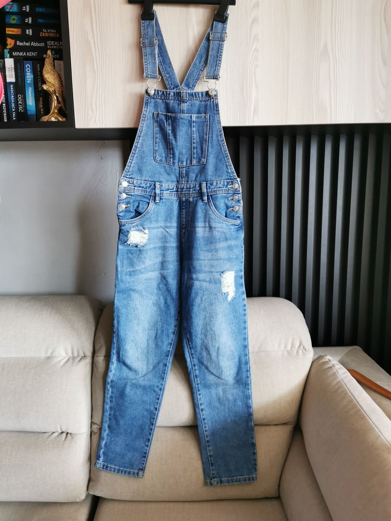 Jeansy ogrodniczki Reserved r. 152 sukienka z bluzką 152ka