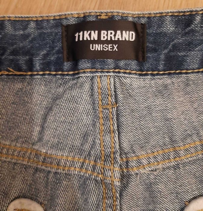 Jeansy Flared/Dzwony Unisex Niebieskie Sprane Rap Baggy Swag Opium