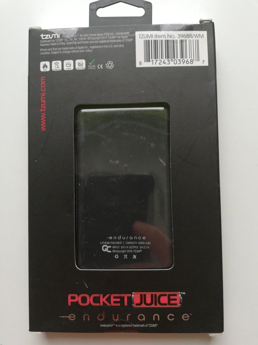 Powerbank Pocket Juice 4000mah 2.1A Output nowy z USA