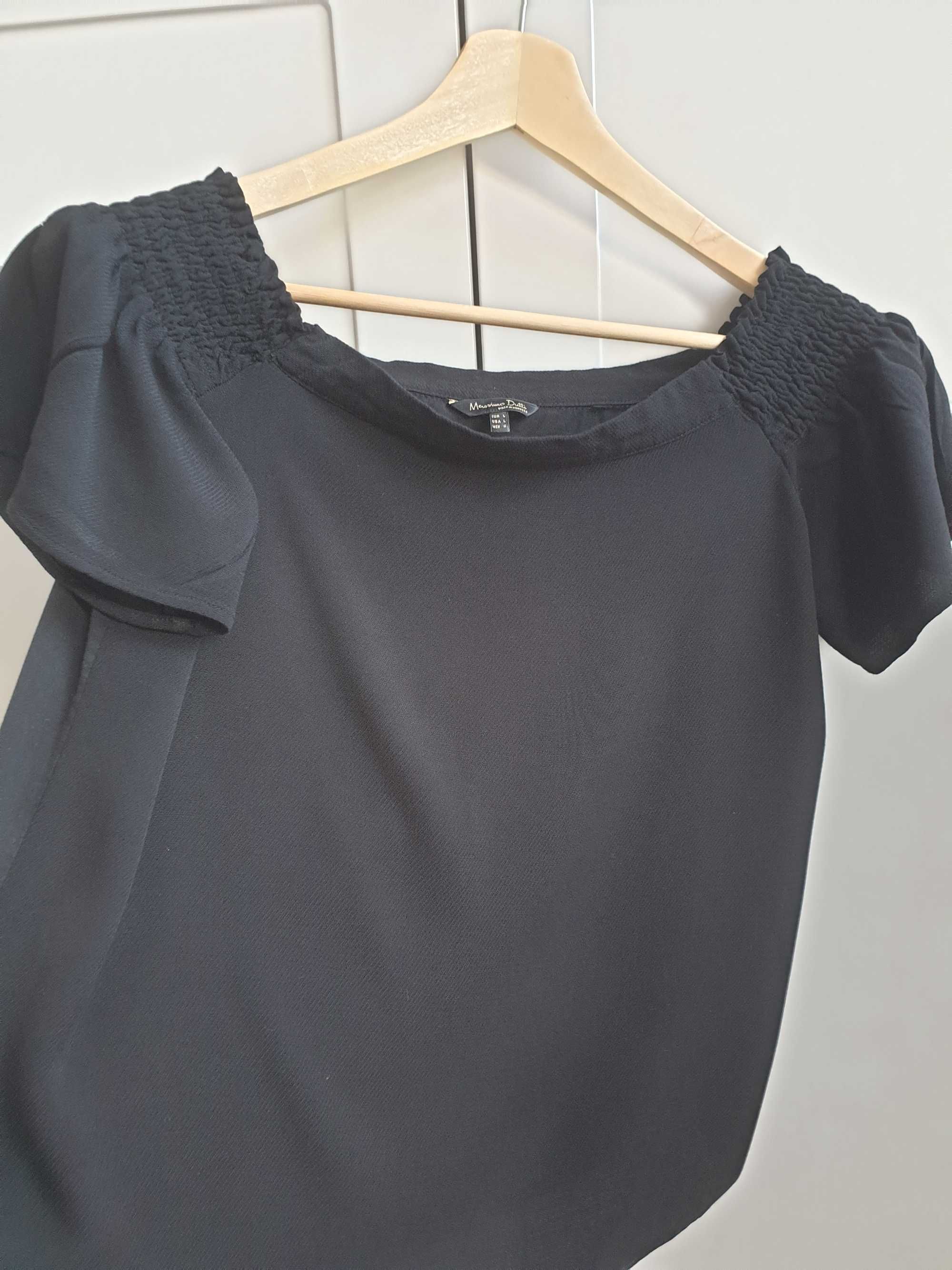 Czarna bluzka t-shirt hiszpanka Massimo Dutti lyocell 40