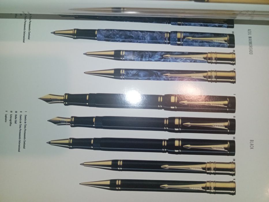 Revista Parker canetas com orfeta de um PIN da Parker