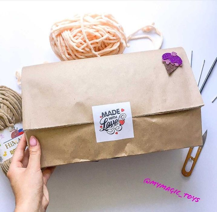 Паперові крафт пакети без ручок - коричневі, білі, кольорові