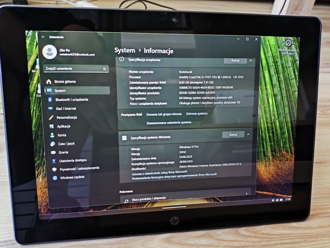Tablet HP Pro x2 612 G2 Core i5 7Y57 1,2 GHz / 8 GB / 256 SSD / 12'' F