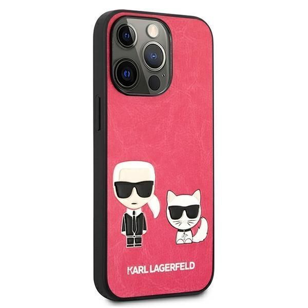 Etui Karl Lagerfeld iPhone 13 Pro Fuksja - Ikonik Karl & Choupette