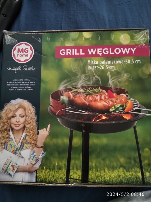 Grill węglowy, miska paleniskowa-30. 5cm , ruszt- 26,5cm