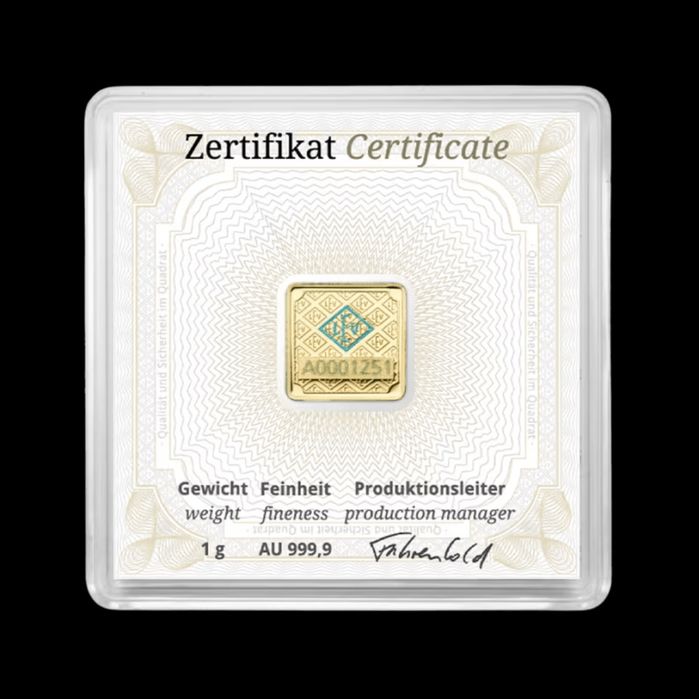 Barra de ouro Geiger Original de 1g em cápsula