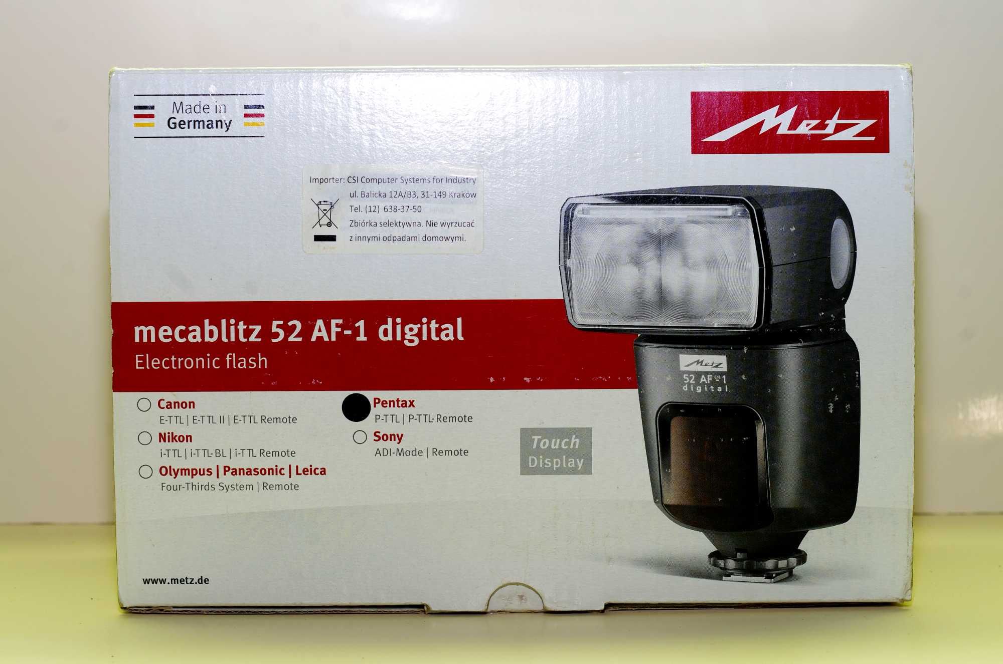 Lampa błyskowa Metz 52 AF--1 digital Pentax . Idealny stan .