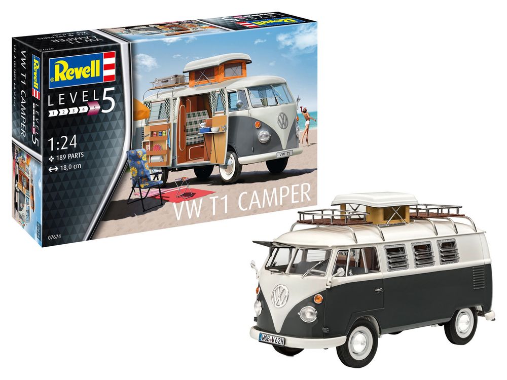 SAMOCHÓD model 1/24 Revell 07674 VW T1 CAMPER REV-07674