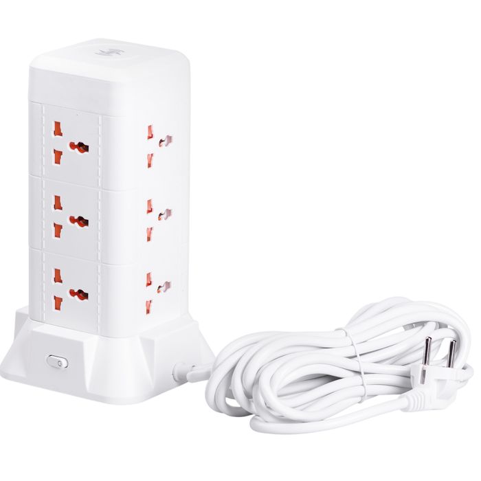 Мережевий фільтр-подовжувач TOWER 9 розеток LED-лампа