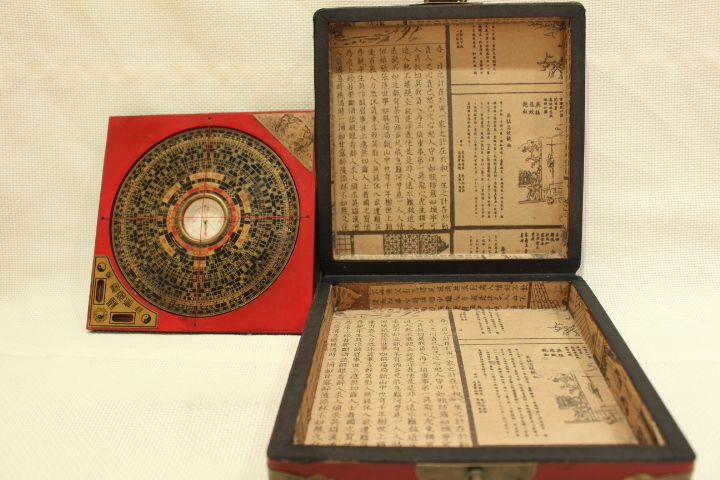 Antiga Bússola Náutica Chinesa em Caixa decoração Dragão e Fénix