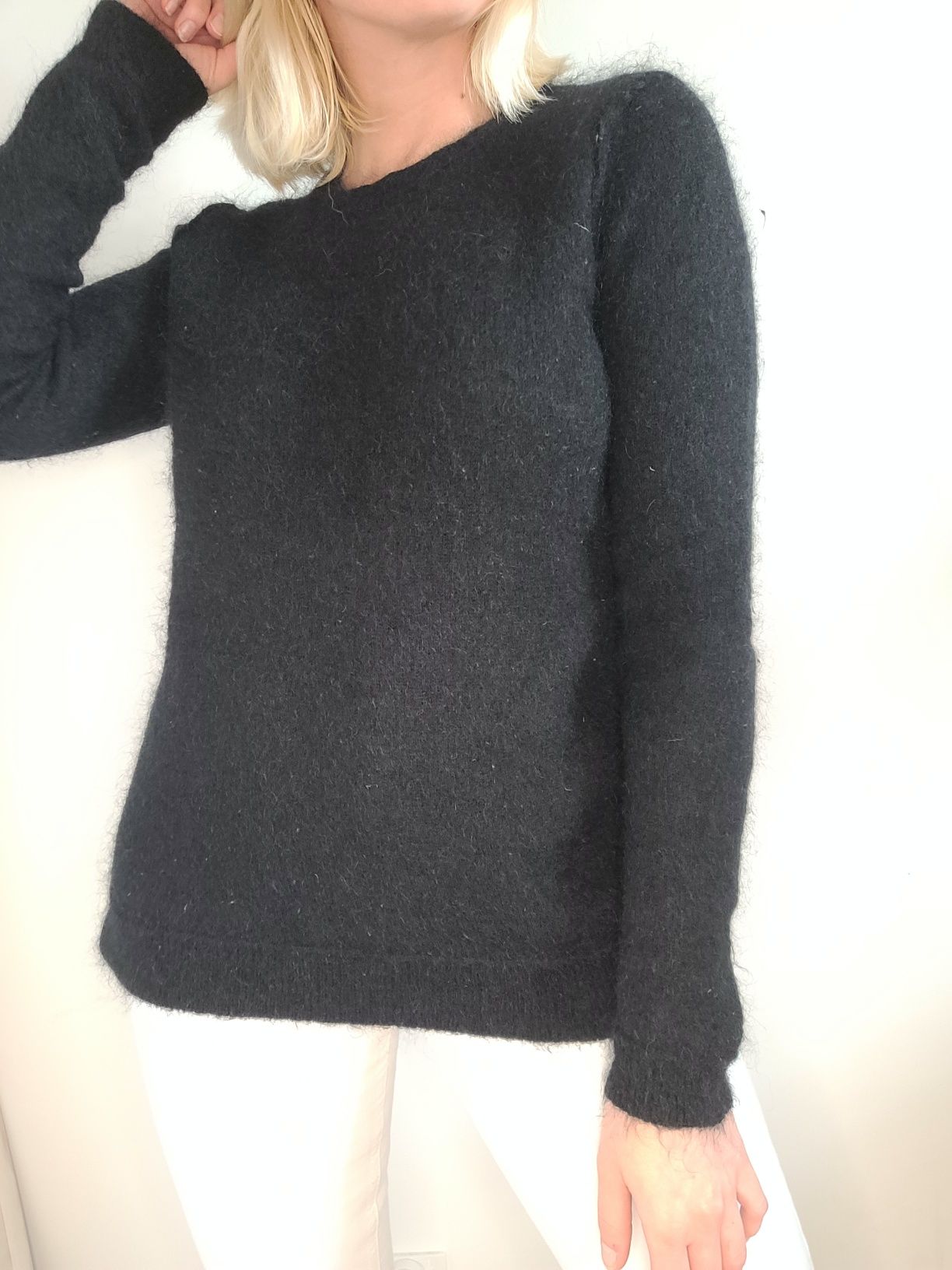 Czarny sweter oversize moher wełna premium Second Female