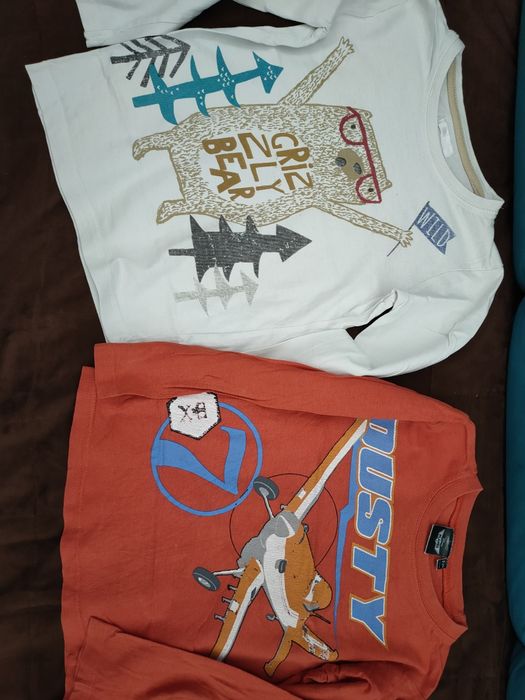 Zestaw 5) wiosna-jesień,długi rękaw bluzki bluzy koszula kurtka r. 110