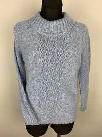 Niebieski Sweter Damski z Golfem BM Collection Rozmiar M