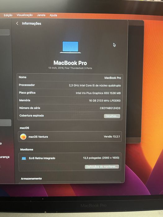 Macbook 2018 13” i5-8259U 520GB