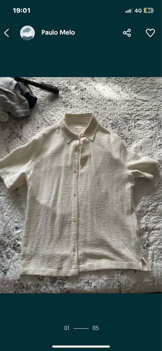 Camisa de linho beje da zara