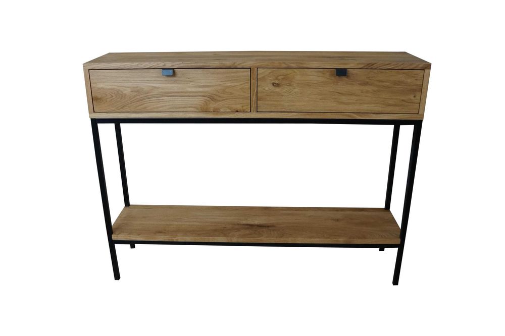 Konsola loft z szufladami 120 cm lity dąb półka