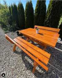 Meble ogrodowe Bujakove stół z dwiema ławkami