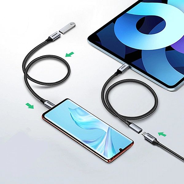 Kabel Ugreen US372 USB-C - USB-C PD QC 100W 5A 10Gb/s 1m - szary