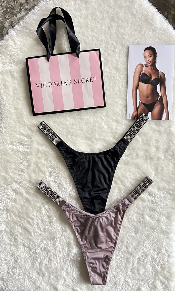 Victoria’s Secret majtki 2 pary stringi M nowe metka shine straplogo