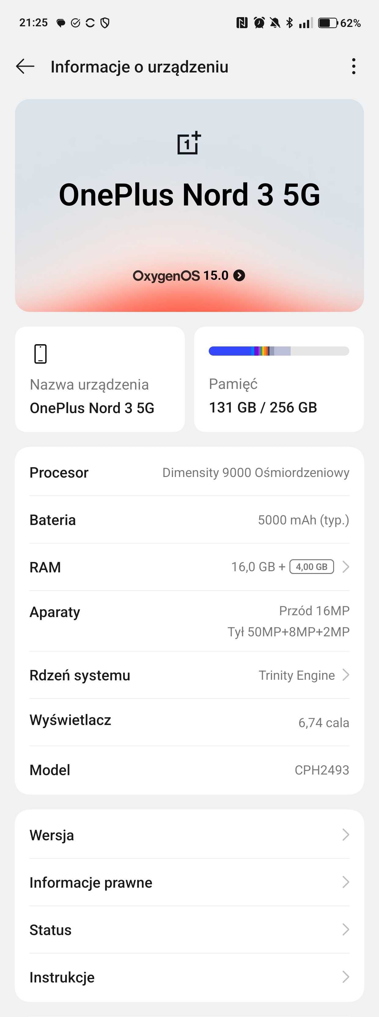OnePlus Nord 3 5G, 16/256GB