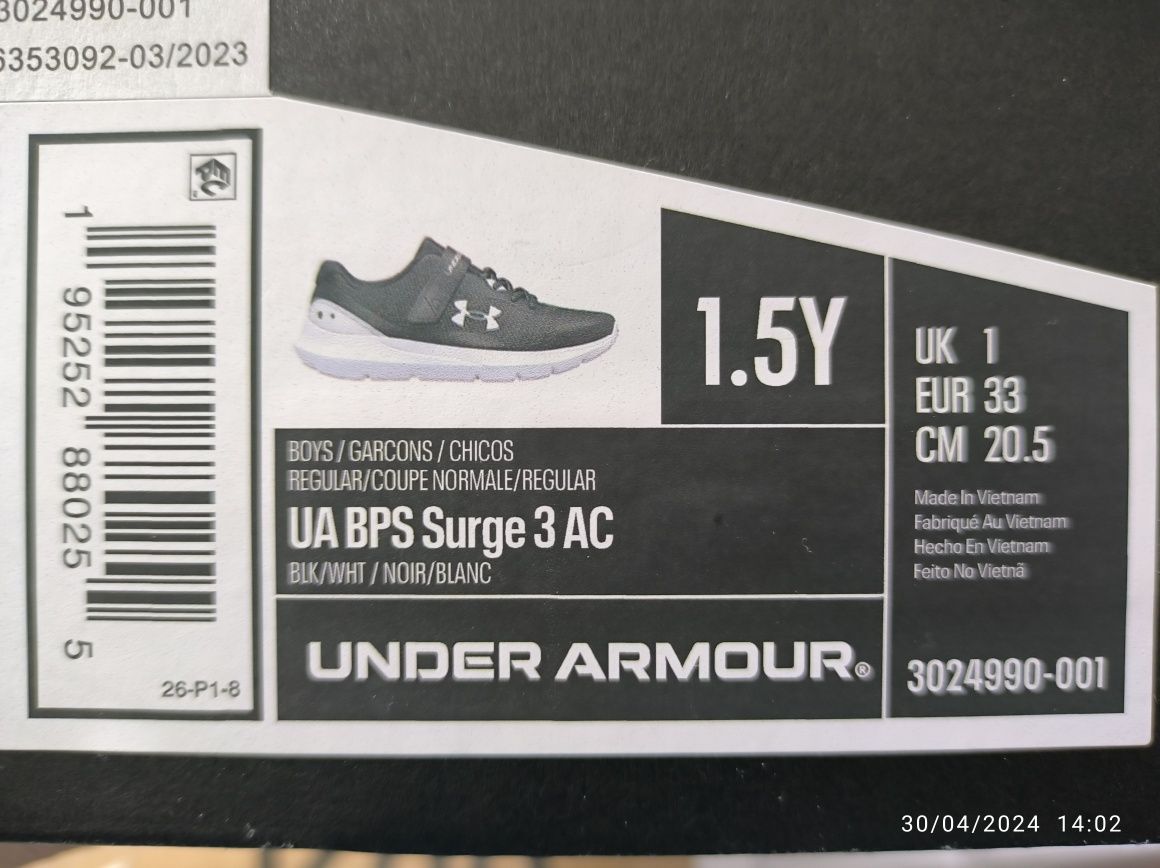 Under Armour Surge 3, Sapatilhas tênis p crianças T33