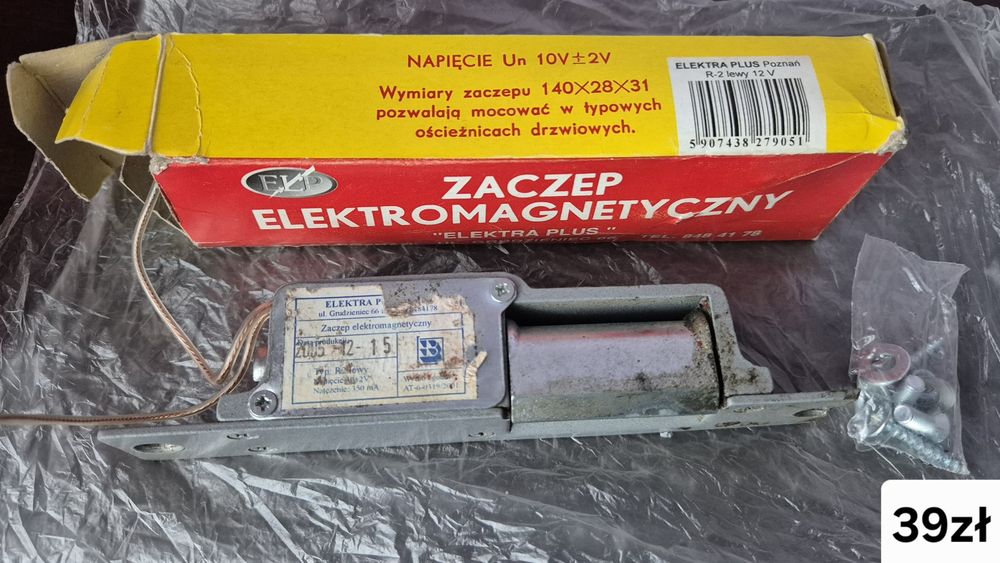 Zaczep elektromagnetyczny do zdalnego otwierania drzwi lub furtek