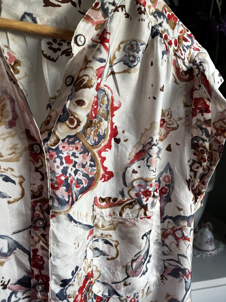 100% jedwab jedwabna koszula bluzka Massimo Dutti S/M w kwiaty boho