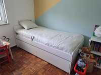 cama c/cama-gavet+arrumação, branco, 90x200 cm