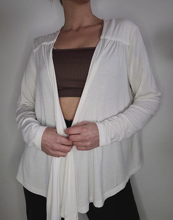 Biały kardigan oversize narzutka boho H&M