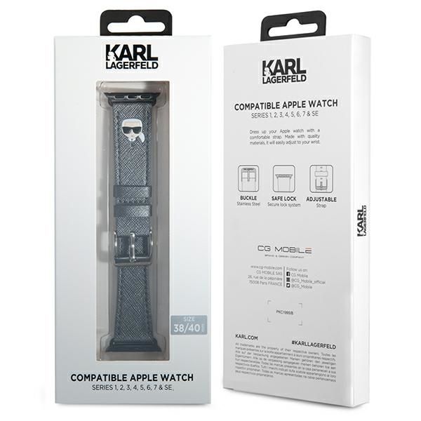 Karl Lagerfeld Pasek KLAWMOKHG Apple Watch 38/40/41mm srebrny/silver