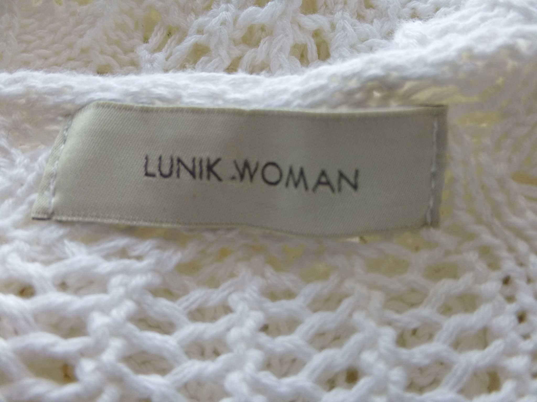 Lunik Woman biały ażurowy lekki sweter M/L