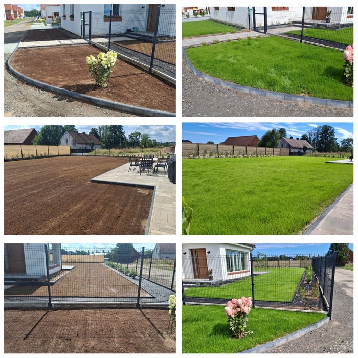 Zakładanie trawnika równanie terenu glebogryzarka kosiarka nawodnienia