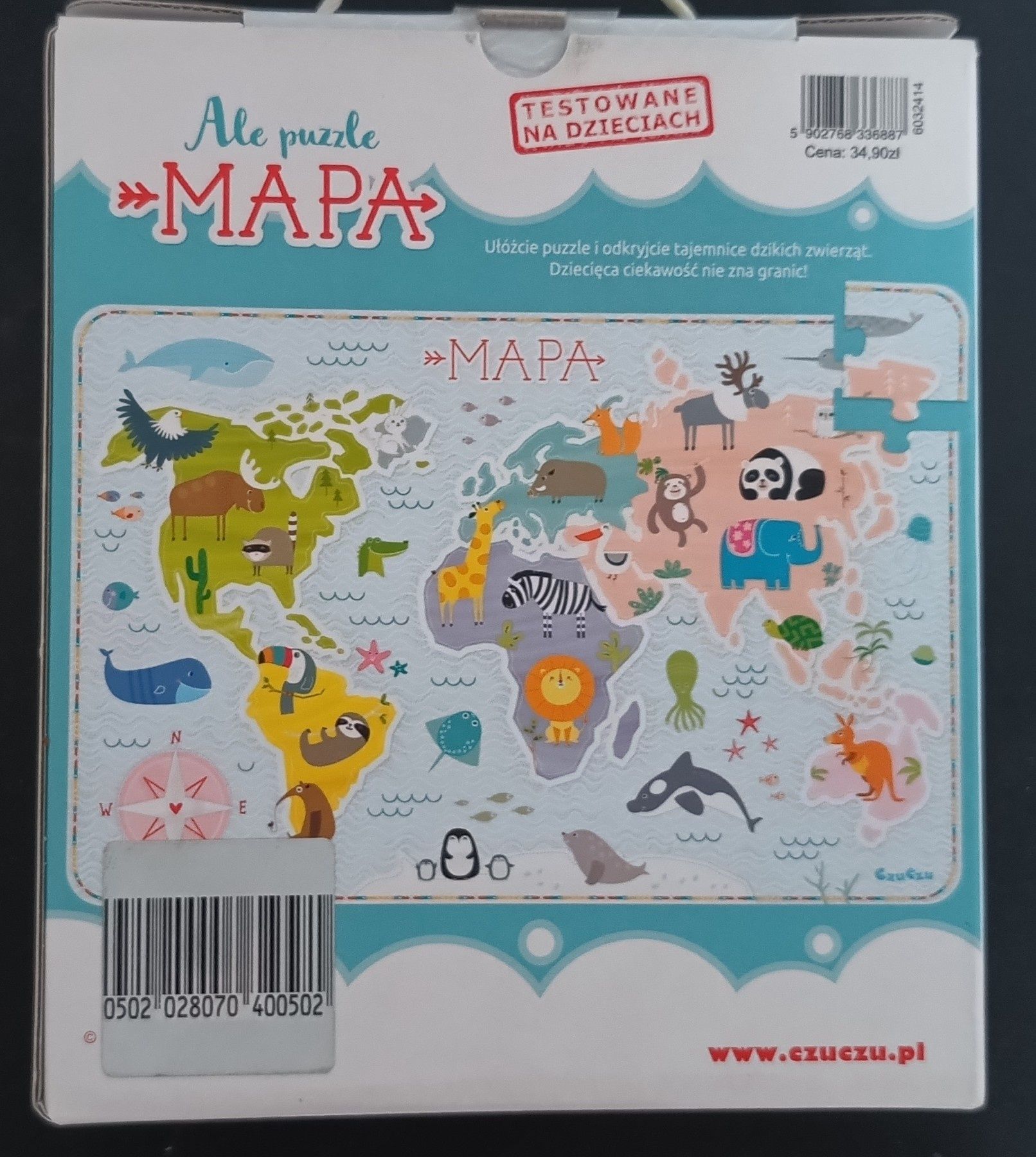 Ale puzzle mapa świata Czu Czu 35 elementów jak nowe