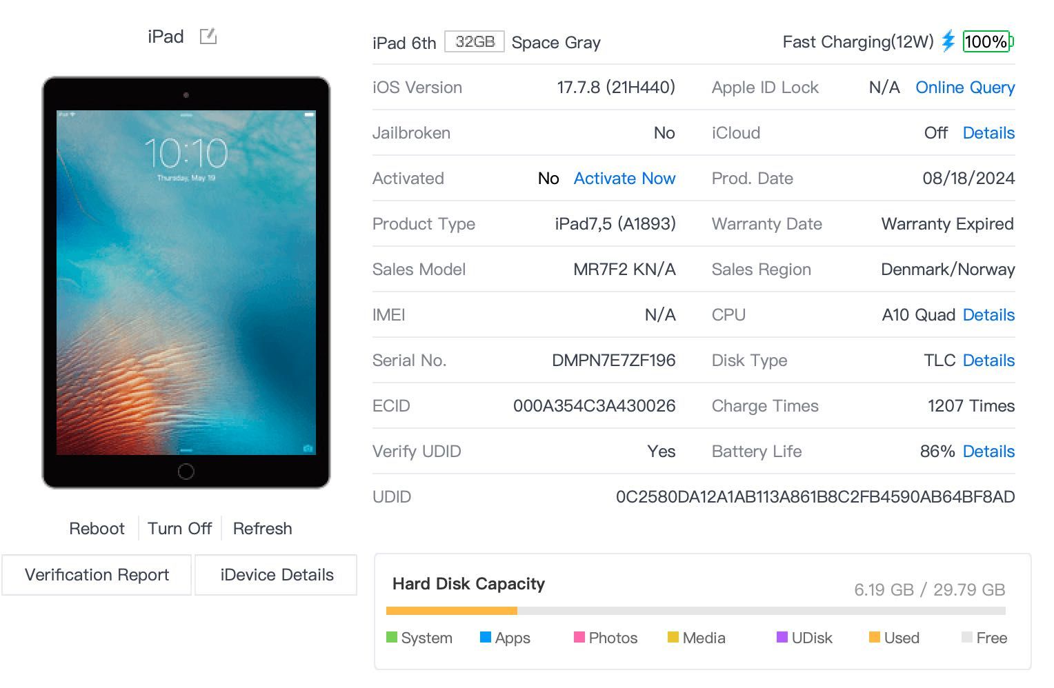 Apple iPad 6 gen WI-Fi, 32GB ! ОШИБКА АКТИВАЦИИ