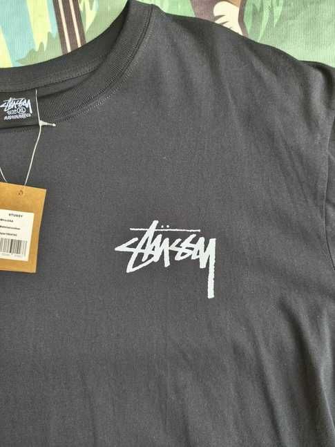 Koszulka Stussy czarna letnia modna z krótkim rękawem, rozmiar XL