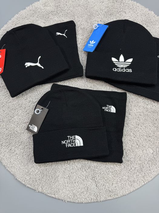 Спортивні комплекти шапка + баф на флісі TNF Аді Пум