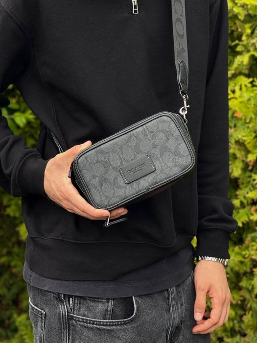 Сумка Coach кросбоди через плечо барсетка Коач мужская Коуч кожаная