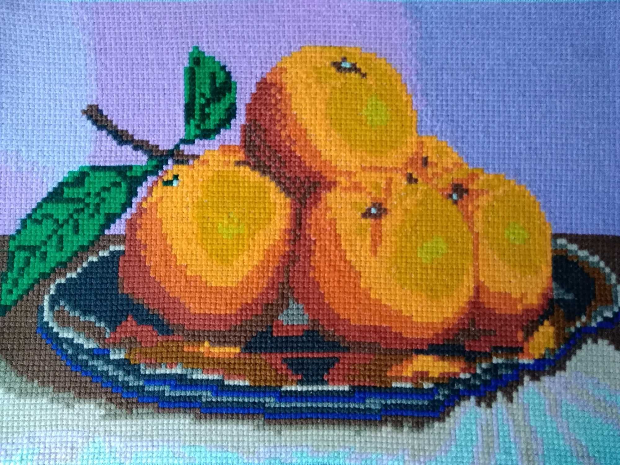 Картина вишита нитками Апельсини
