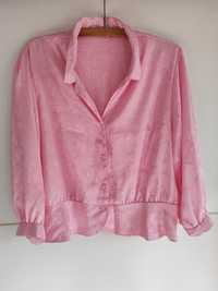 Różowa damska koszula pudrowy róż wzorzysta dekolt r. 44-38 +gratis
