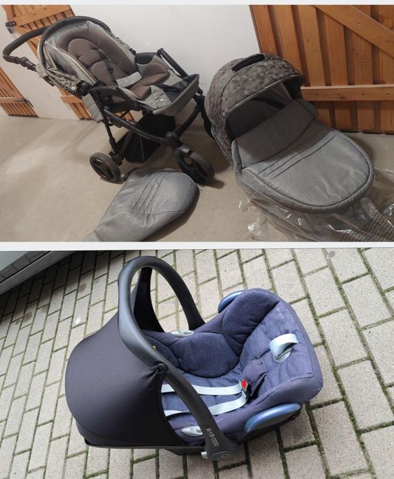 Wózek 3 w 1 Bebetto nitello  + nosidło Maxi Cosi + isofix + adaptery