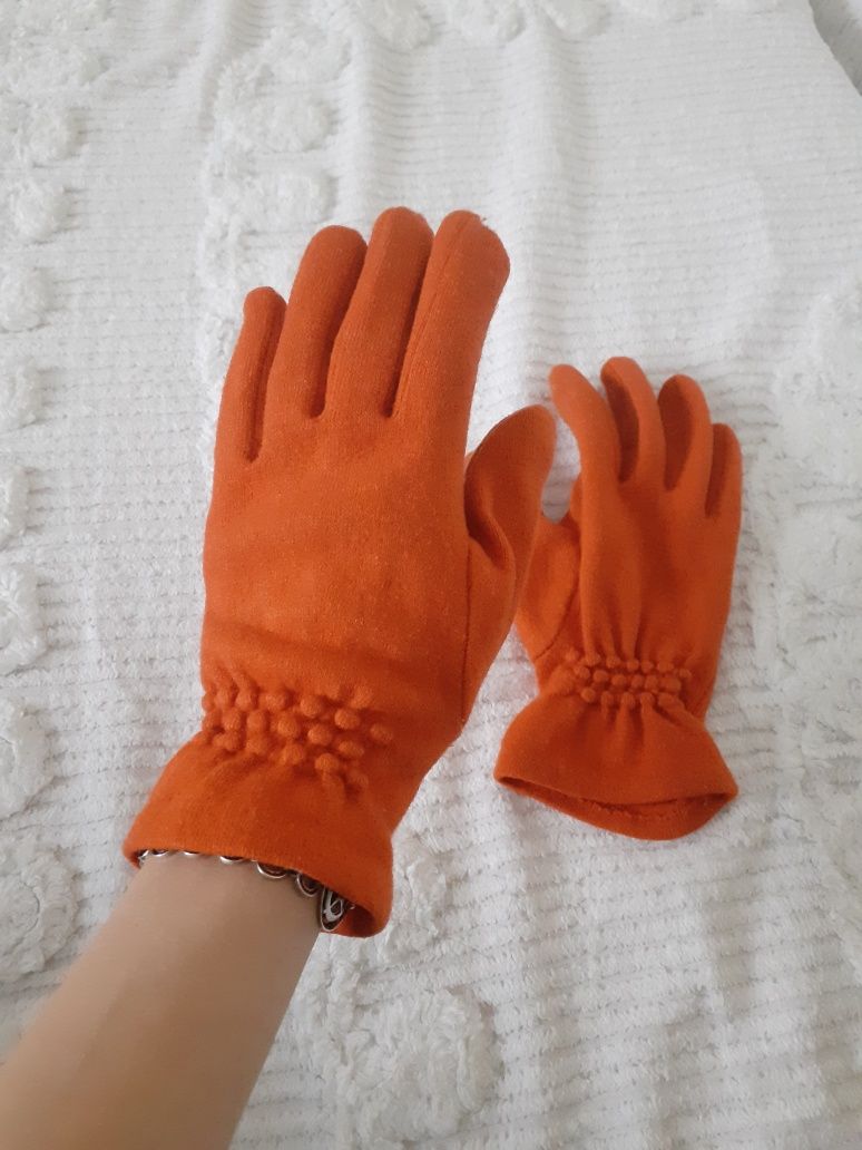 100% wool Pomarańczowa wełniane rękawiczki Woolen Orange gloves