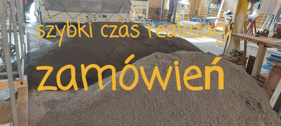 Beton suchy pół-suchy zaprawa piasek żwir dolomit ziemia ogrodowa