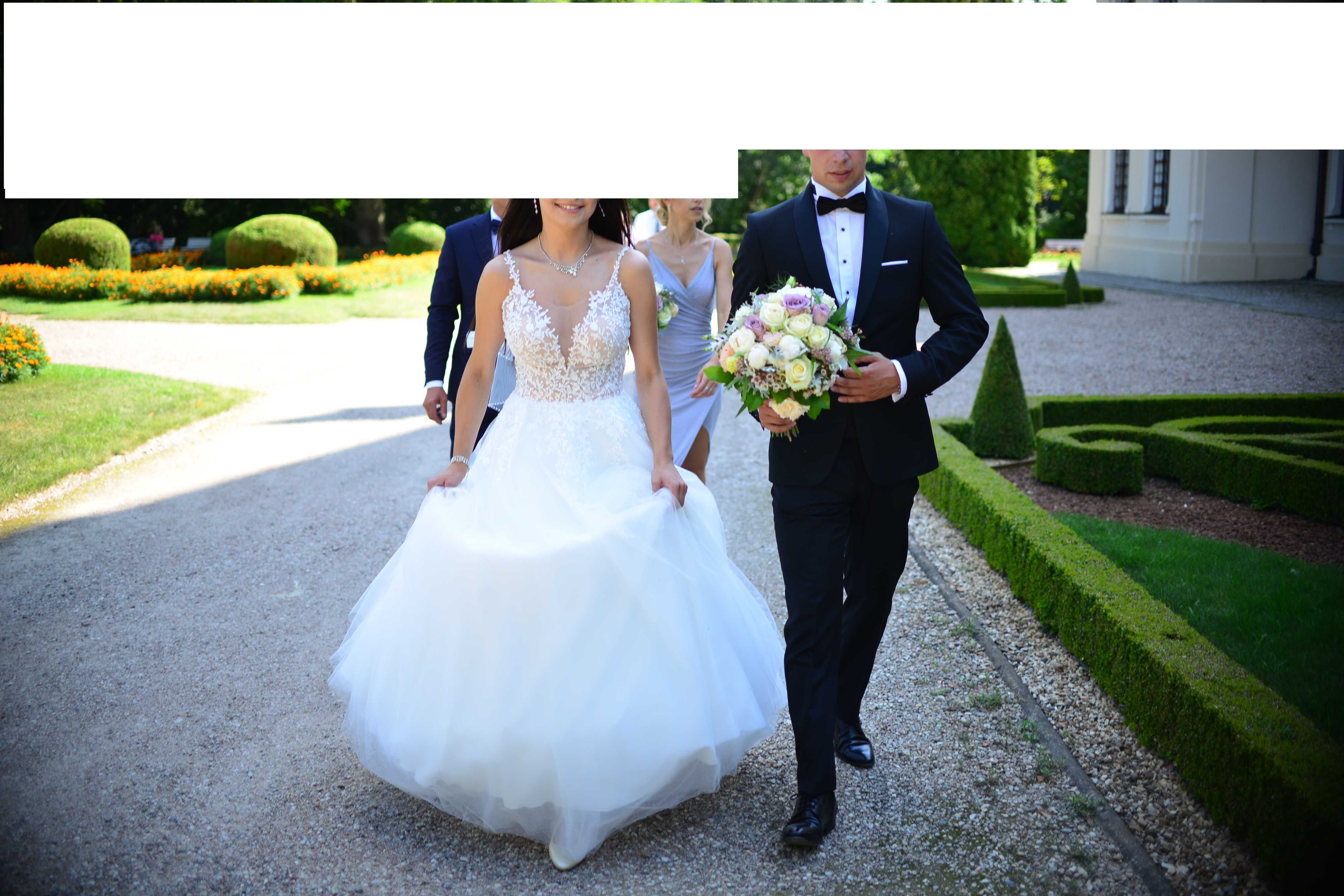 Suknia ślubna model 2021 roz.36/38 komplet koła welon spinka Garnitur